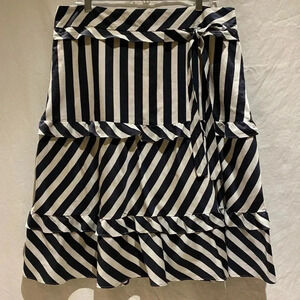 LOFT Tiered Striped Skirt with Ruffles